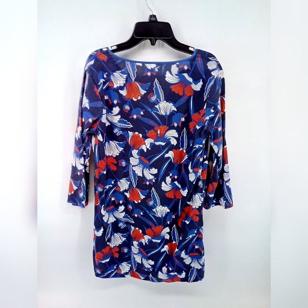 J.Crew Factory 100% Cotton Vivid Blue Red Floral Tunic Gauze XS
